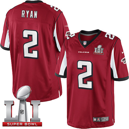 Nike Falcons #2 Matt Ryan Red Team Color Super Bowl LI 51 Youth Stitched NFL Limited Jersey